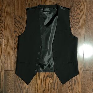 New Slim Black Suit Vest Adjustable Size Small